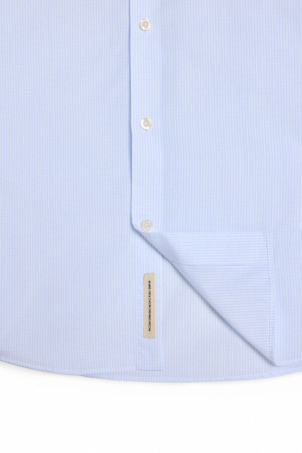 OOTO Camisa cuadro microventana manga larga Azul