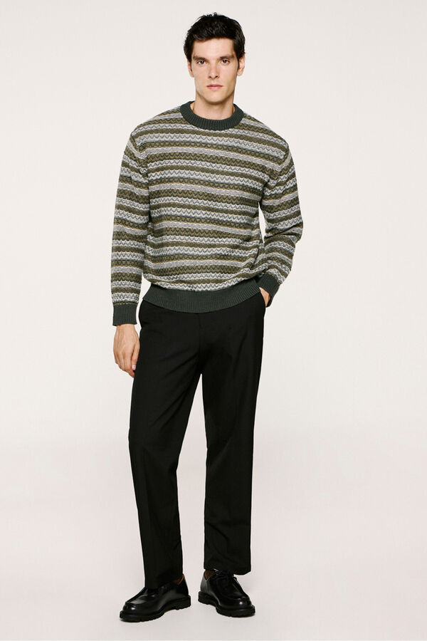 Selected Jersey lana cuello caja Verde oscuro