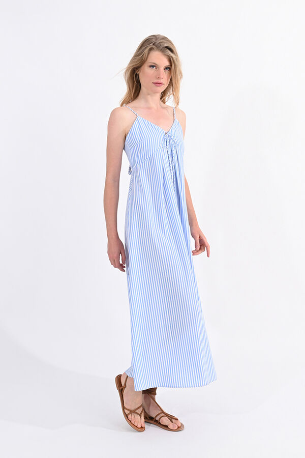 Molly Bracken Vestido comprido com estampado e la&ccedil;ada Azul