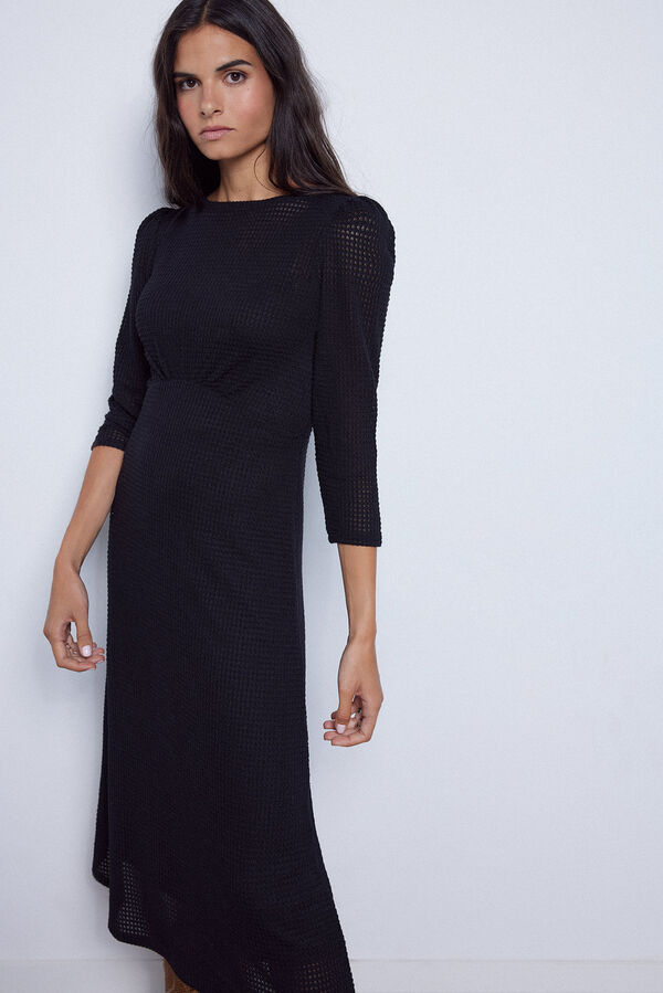 Slowlove Vestido de punto con vuelo Negro