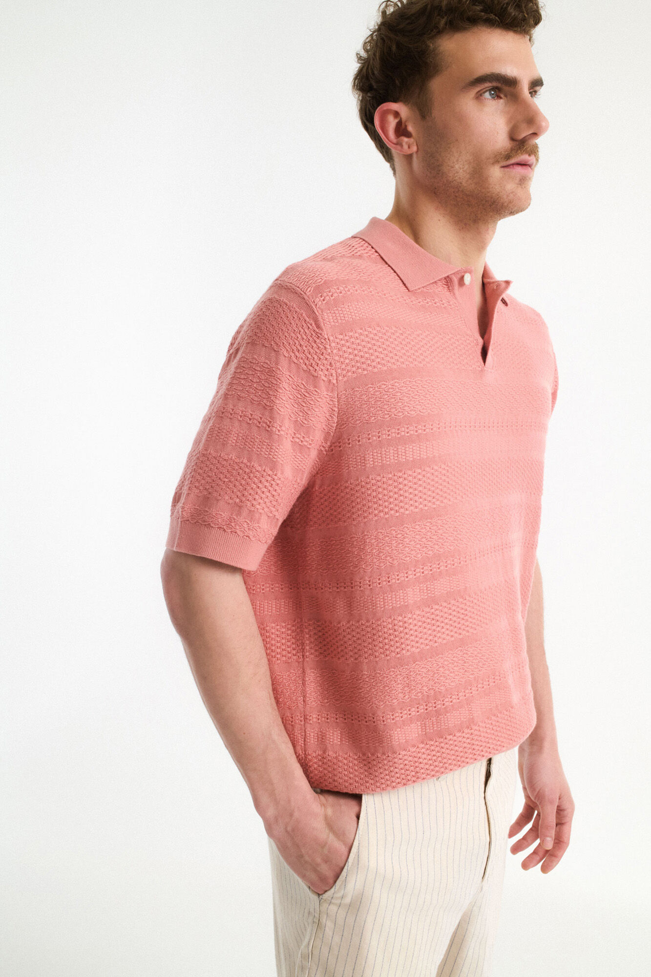 Selected Camisa polo de malha estruturada de manga curta 