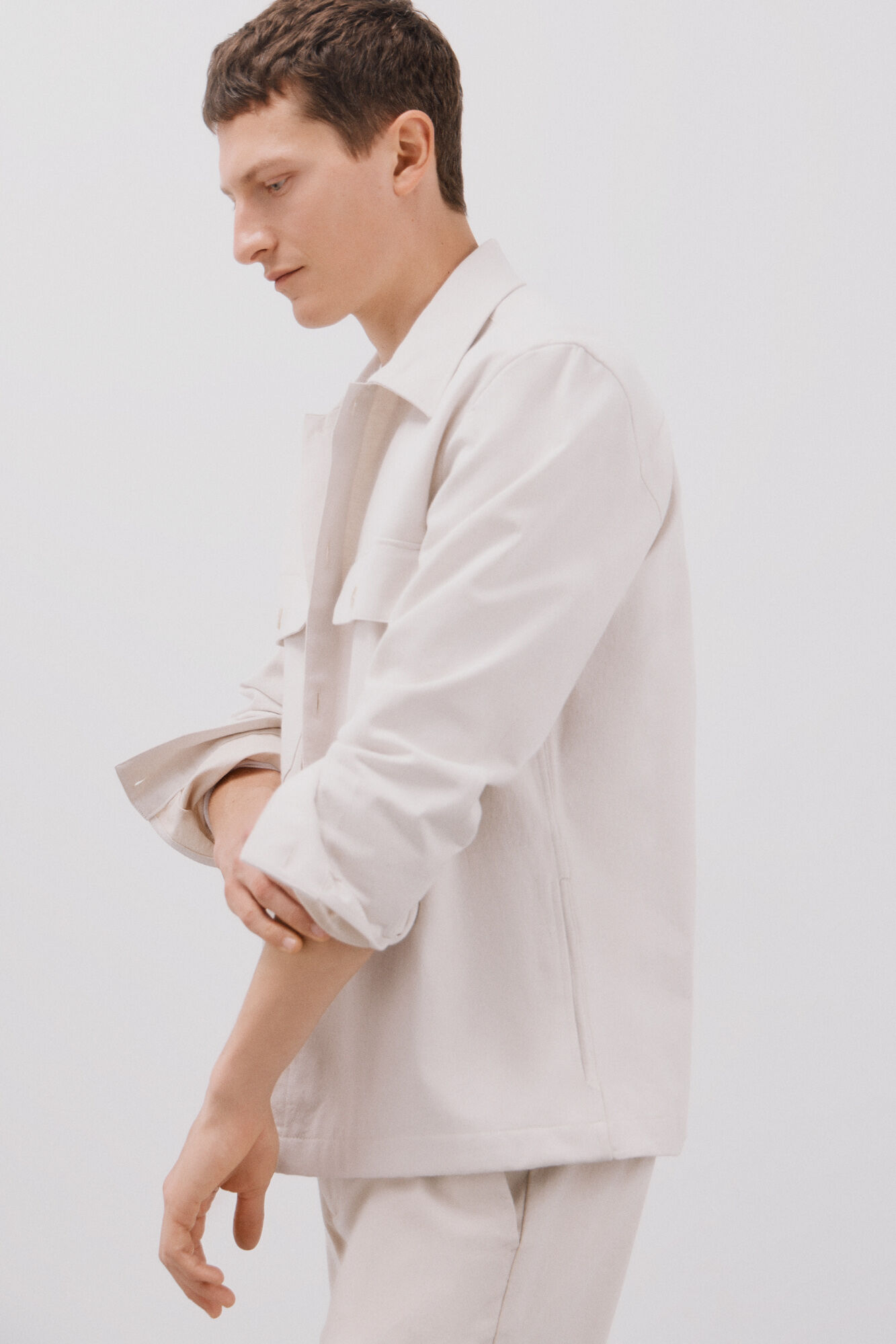 Cortefiel Overshirt de linho de algod&atilde;o coordenado