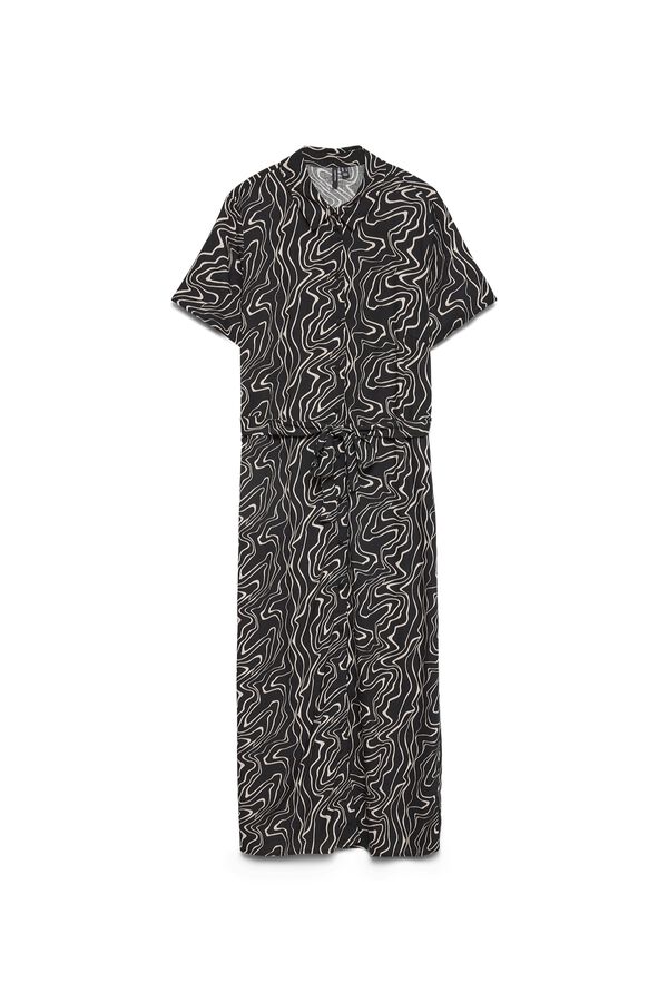 Vero Moda Vestido midi estampado de manga curta Preto