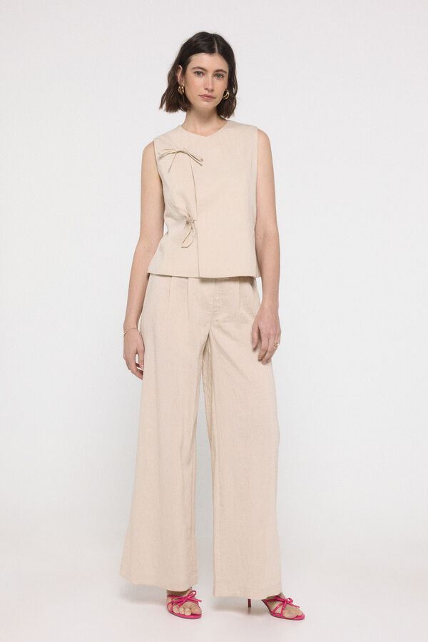 Vero Moda Top de linho com laçada Cinzento