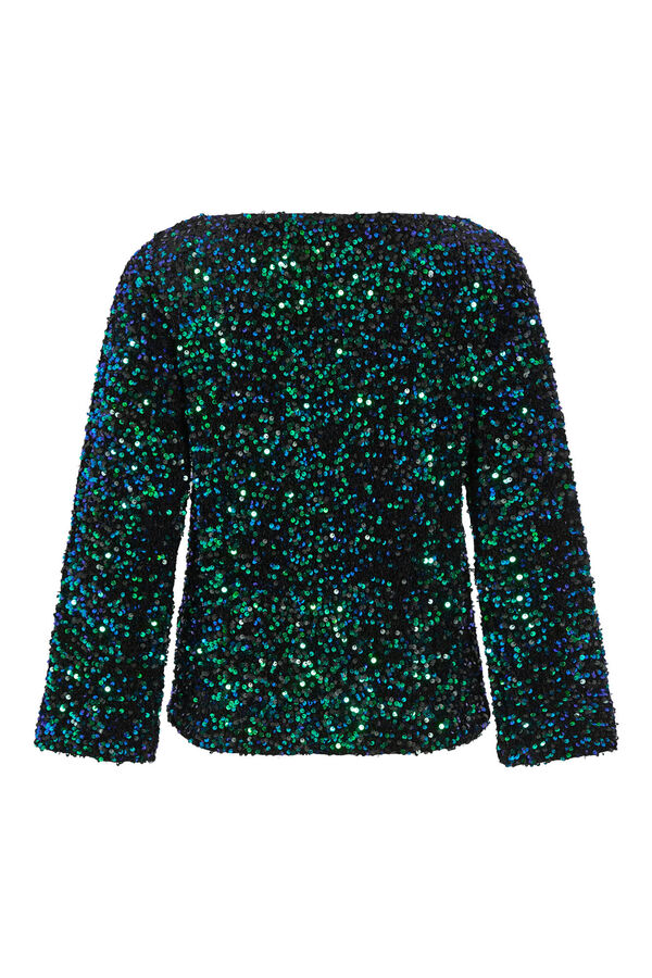 Vila Top de manga comprida de lantejoulas Preto