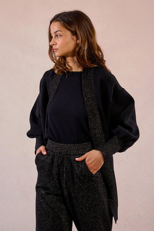 Molly Bracken C&aacute;rdigan de manga larga abullonada Negro