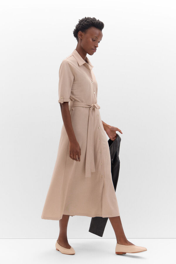 Cortefiel Vestido polo em malha piqu&eacute; Castanho