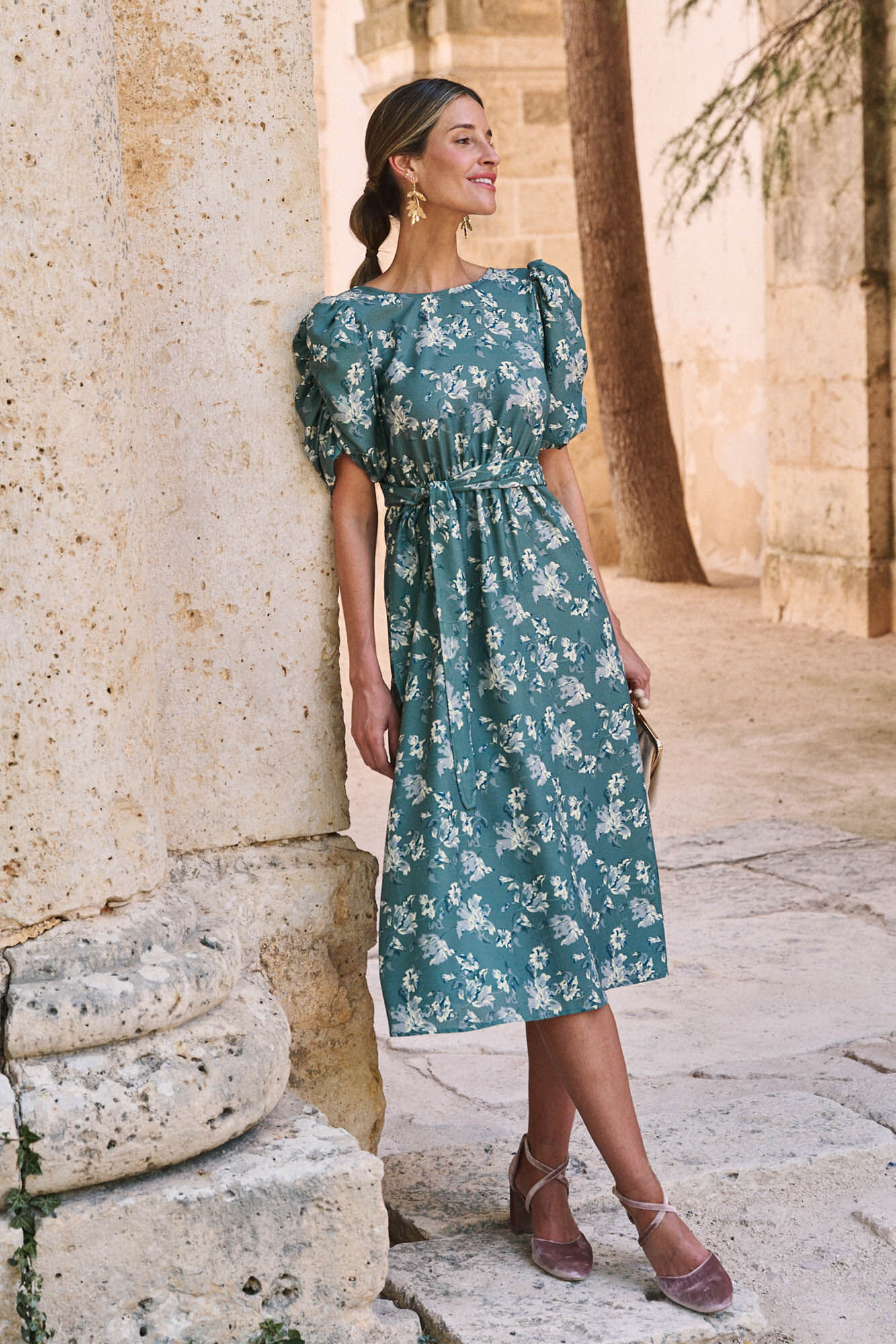 Pol&iacute;n Et Moi Vestido con flores Verdena