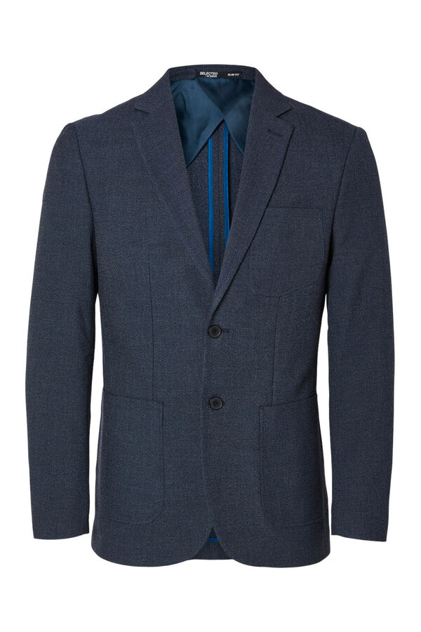 Selected Americana Slim Fit confeccionada con materiales reciclados. Azul marino