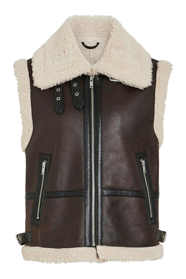Vila Chaleco polipiel con borrego Marr&oacute;n oscuro