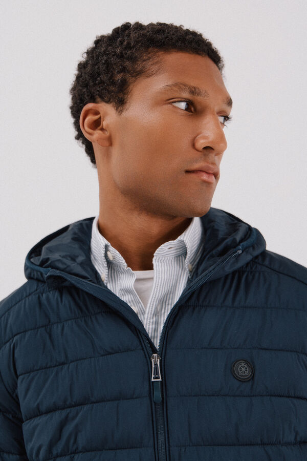 Cortefiel Jaqueta acolchoada ultraleve com capuz Azul