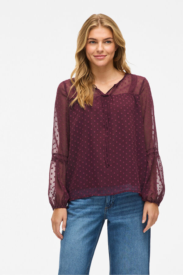 Vila Blusa manga larga plumeti Granate