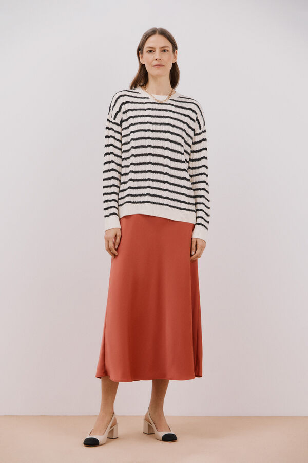 Cortefiel Falda midi satinada estampada Coral