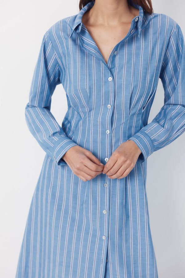 Cortefiel Vestido camisero rayas Estampado azul
