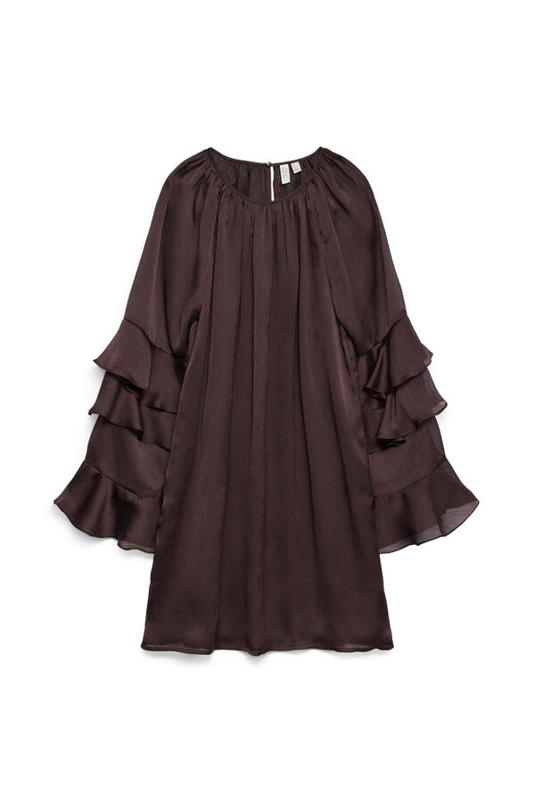 Vero Moda Vestido curto de chiffon com manga franzidas Castanho