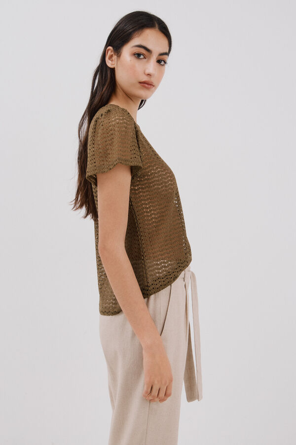 Cortefiel Top estruturado riscas Verde