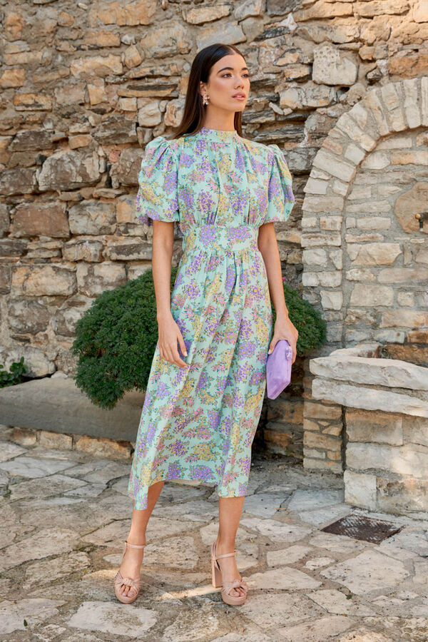 Pol&iacute;n Et Moi Vestido midi con flores Verde