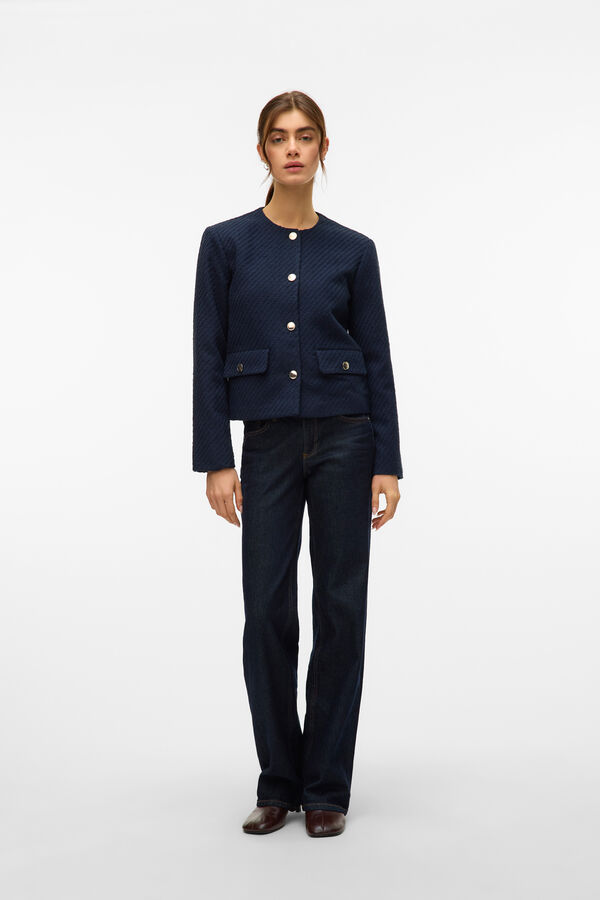 Vero Moda Chaqueta corta de Tweed Azul marino
