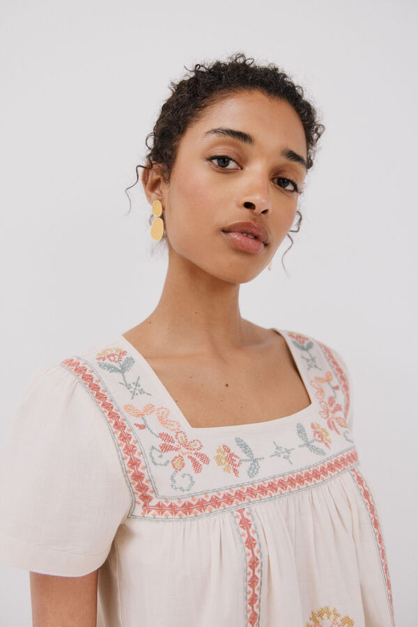 Cortefiel Vestido tunica bordada Multicolor