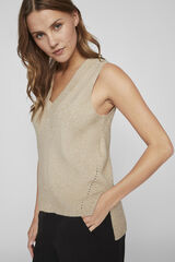 Vila Colete de mulher b&aacute;sico de malha Castanho