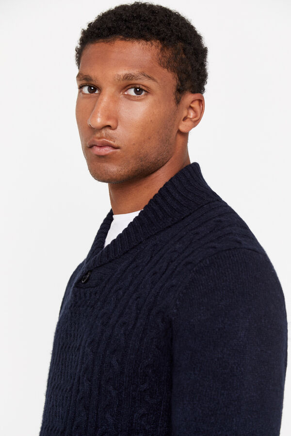 Cortefiel Camisola torcidos gola xaile Azul