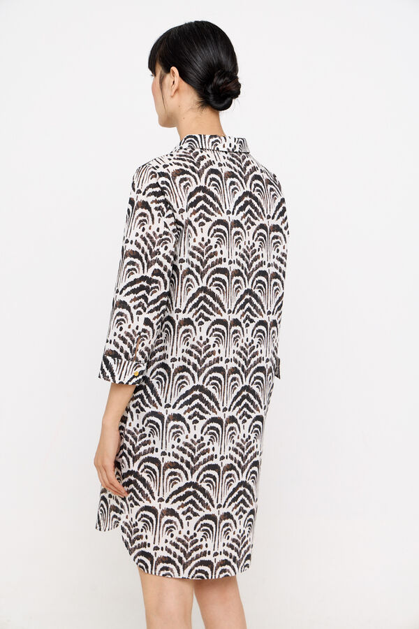 Cortefiel Caft&aacute;n t&uacute;nica estampado Estampado blanco