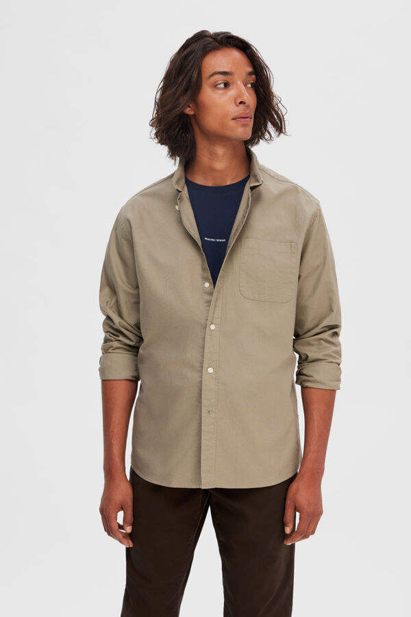 Cortefiel Camisa oxford Regular Fit com bolso, 100% algodão Verde