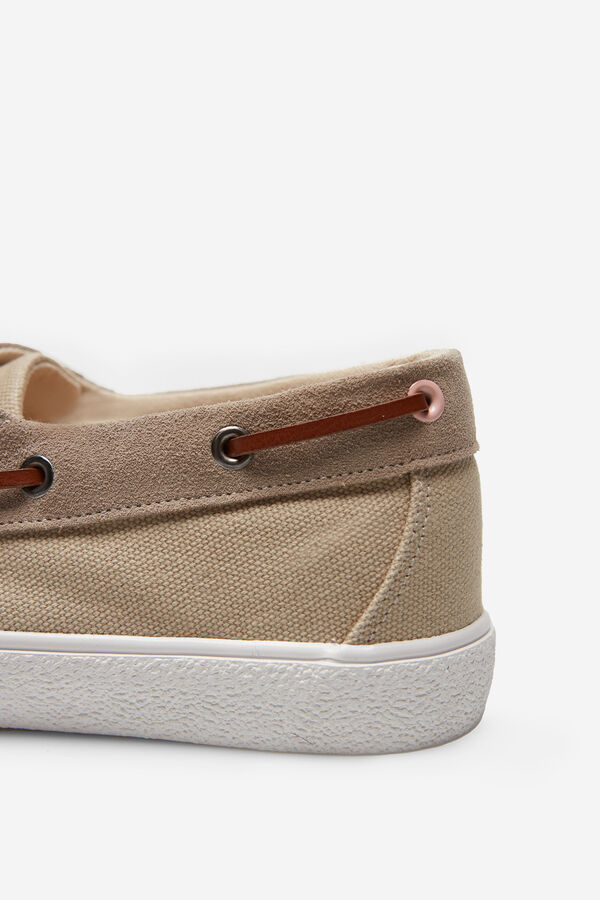 Cortefiel Sapatilhas n&aacute;uticas t&ecirc;xtil e pele Tostado