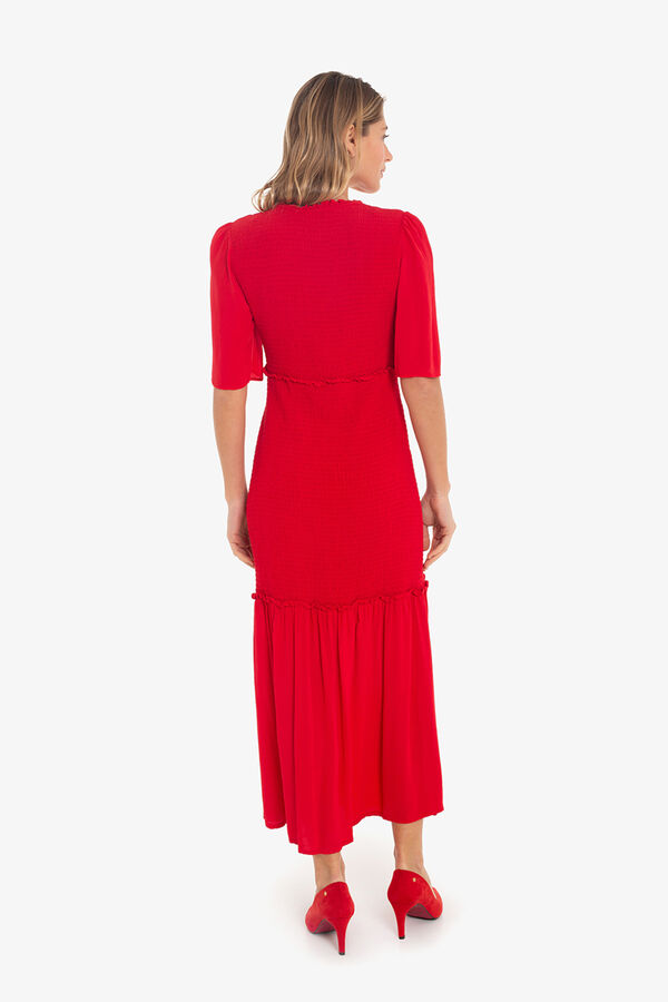 Cupl&eacute; Vestido canal&eacute; crep Rojo