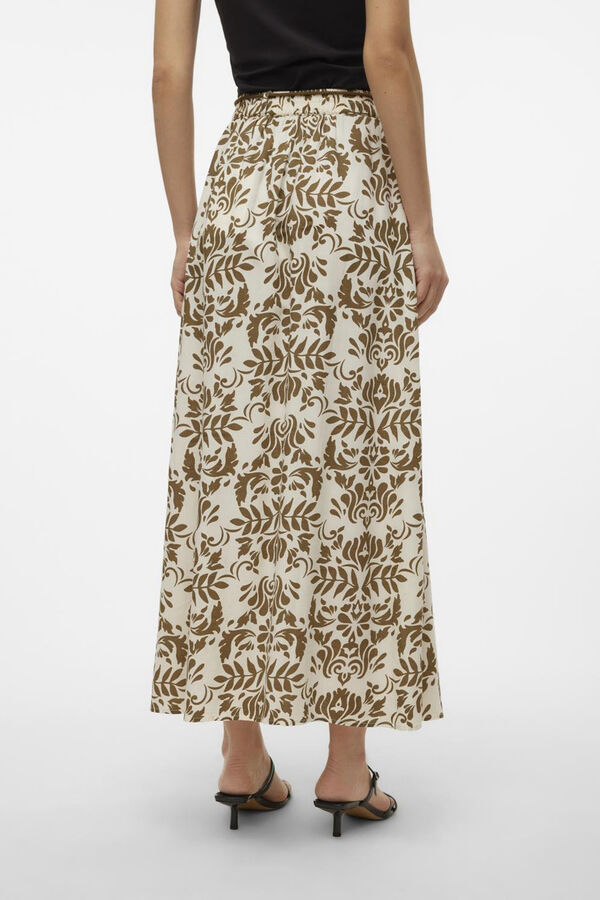 Vero Moda Saia midi flu&iacute;da Castanho