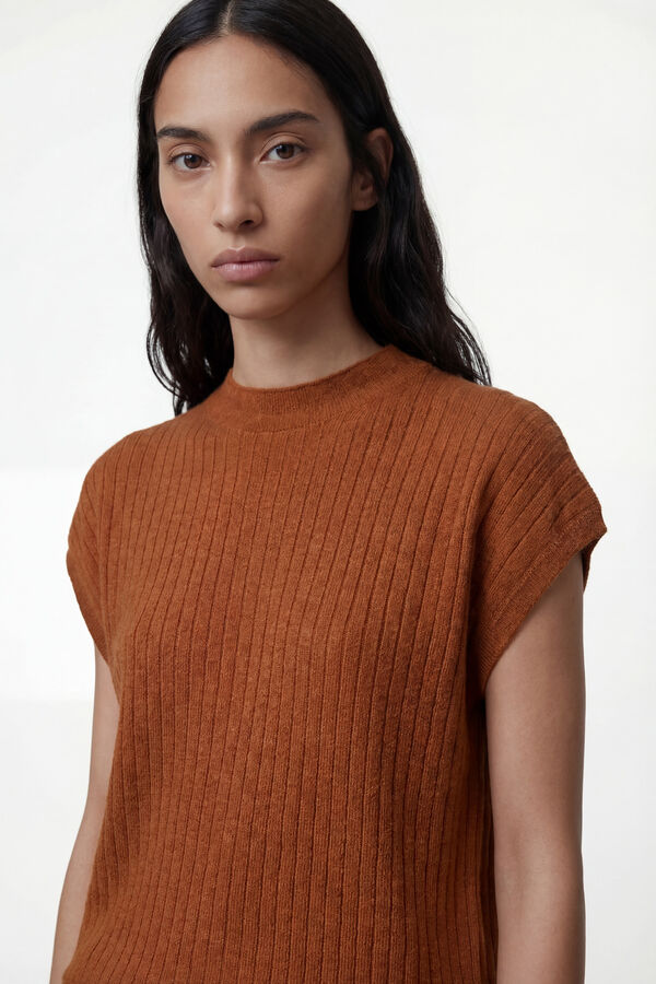 Vero Moda Blusa manga com gola alta  Castanho