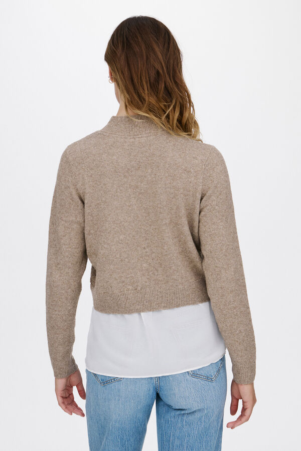 Vila Su&eacute;ter de malha com camisa Castanho