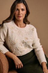 Pol&iacute;n Et Moi Jersey bordados Lurex crudo Marfil