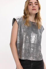 Vila Top sin mangas metalizado Gris