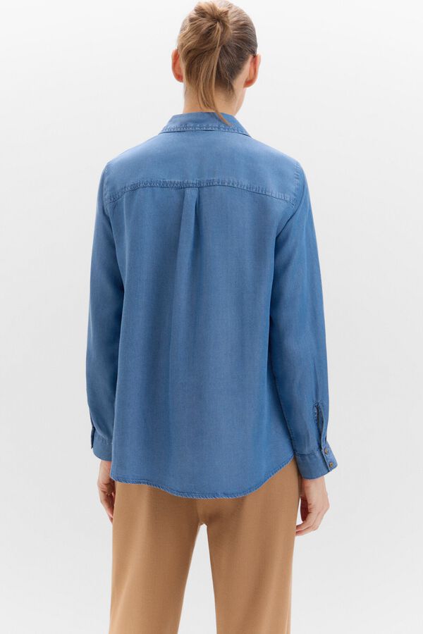 Cortefiel Camisa Vaquera Tencel Azul