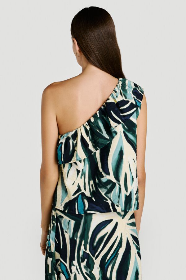 Vila Top com folho estampado em viscose Verde