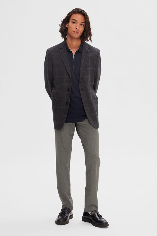 Selected Chaqueta de traje de hombre Slim Fit cuadros Marr&oacute;n