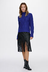 Vila Jersey punto cuello alto Azul marino