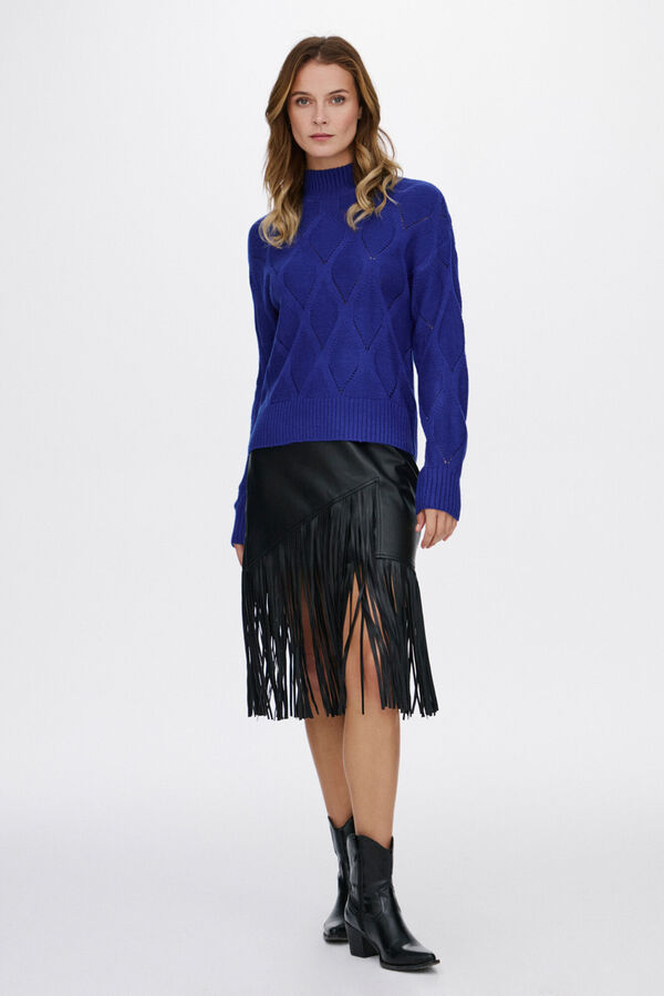 Vila Jersey punto cuello alto Azul marino