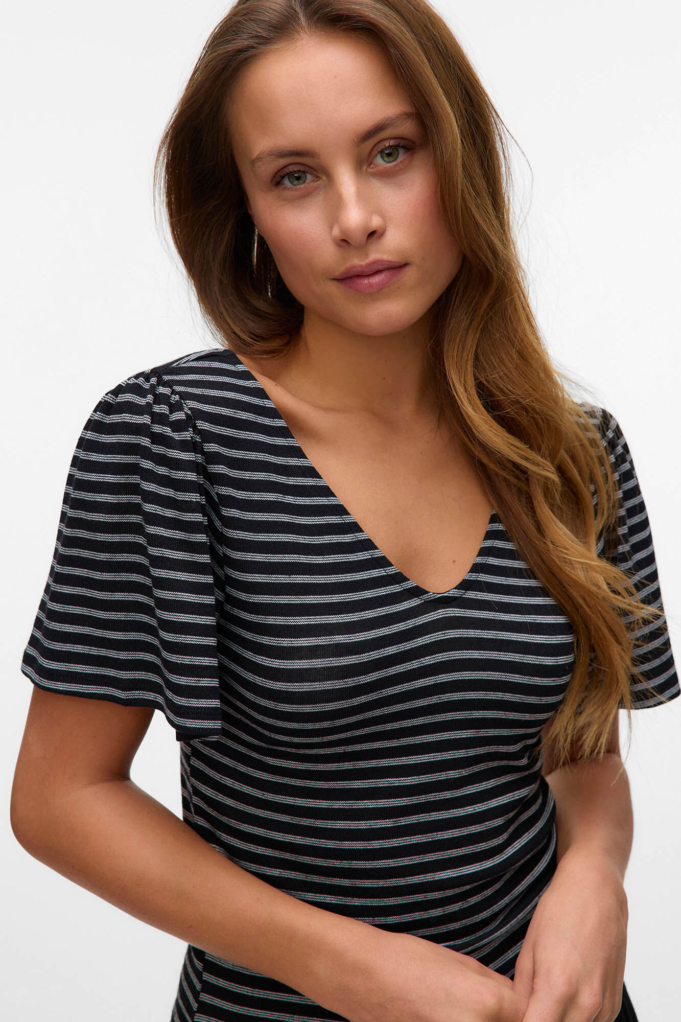 Vero Moda Camiseta riscas com mangas sino