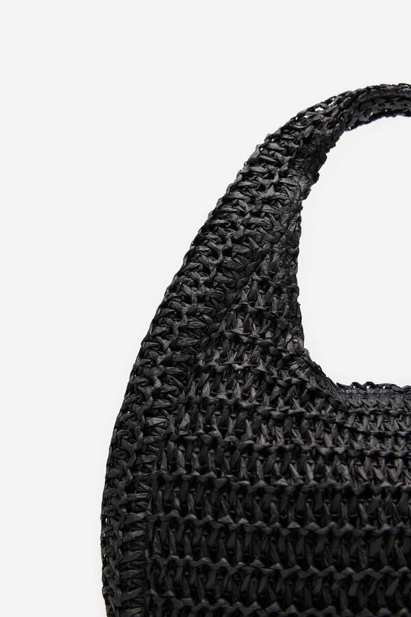 Cortefiel Bolso mini hobo trenzado Negro