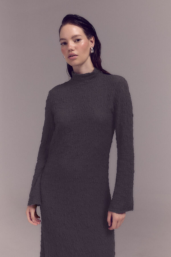 Slowlove Vestido punto estructura Gris