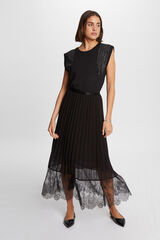 Morgan Falda larga acampanada plisada Negro