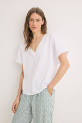 Cortefiel Blusa puntilla entredoses Blanco