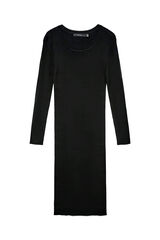 Vero Moda Vestido de punto midi de manga larga Negro