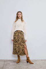 Vila Falda midi estampada Marr&oacute;n