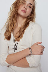 Slowlove Top estrutura manga curta Ecru