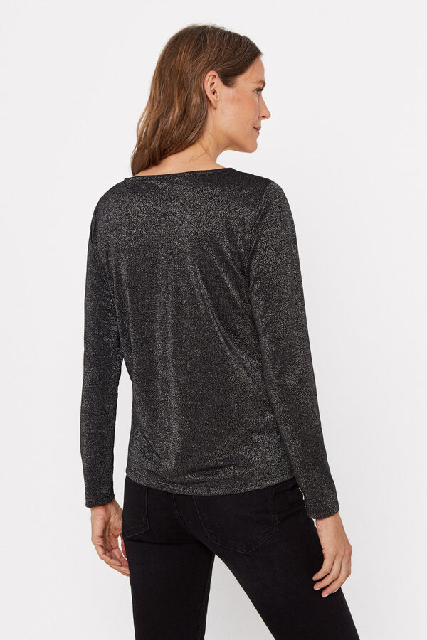 Cortefiel Camiseta lurex Negro