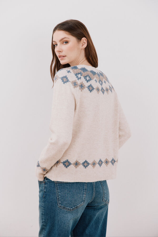 Cortefiel Su&eacute;ter com bordados posicionados Ecru