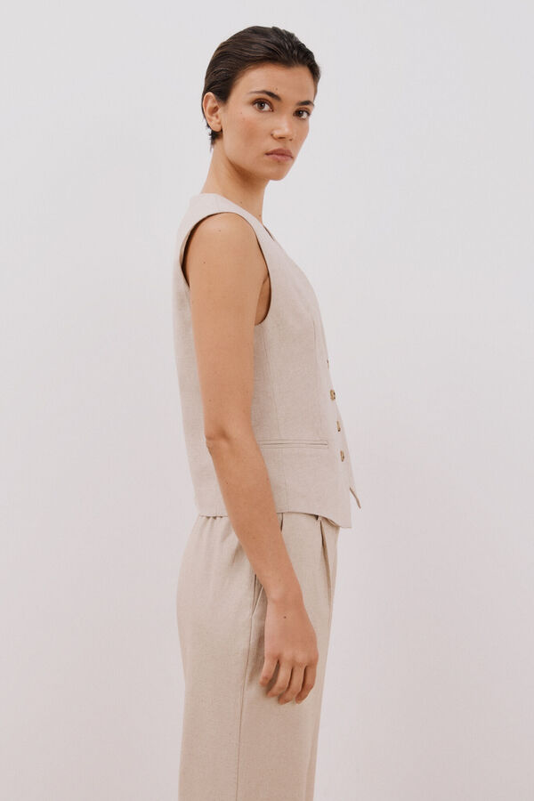 Cortefiel Colete aberto com manga cavas Castanho